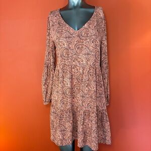 Lucky Paisley Babydoll Long Sleeve Dress